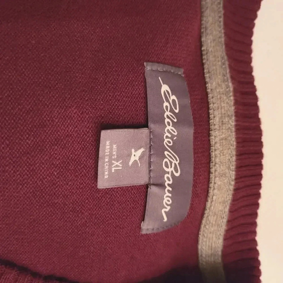 Eddie Bauer Maroon Burgundy Red V-Neck Sweater XL - Picture 5 of 5